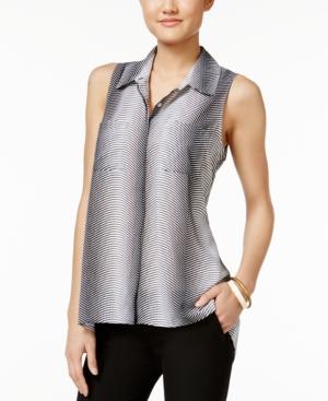 Ny Collection Printed Button-front Swing Blouse