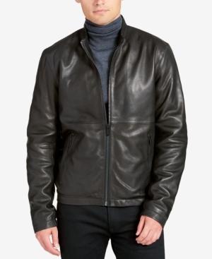 Dkny Men's Leather Racer Jacket
