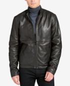Dkny Men's Leather Racer Jacket