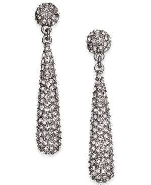 I.n.c. Silver-tone Crystal Elongated Drop Earrings, Created For Macy's