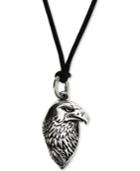 King Baby Men's Eagle Black Cord 24 Pendant Necklace In Sterling Silver