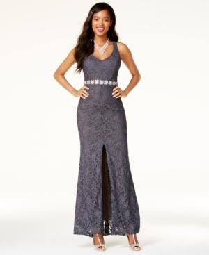 City Studios Juniors' Embellished Lace Maxi Dress