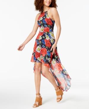 B Darlin Juniors' Printed Lace-up High-low Dress