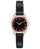 Citizen Drive From Citizen Eco-drive Women's Black Patent Vegan Leather Strap Watch 27mm