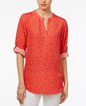 Maison Jules Arrow-print Roll-tab Top, Only At Macy's