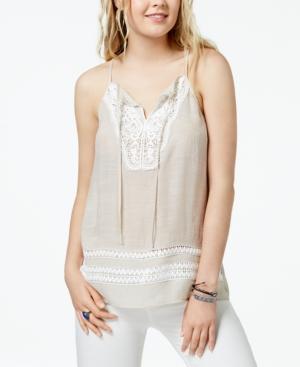 Bcx Juniors' Gauzy Crochet Tank Top