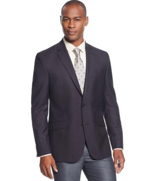 Kenneth Cole New York Black And Burgundy Check Slim-fit Sport Coat