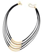 Thalia Sodi Gold-tone Crystal Jet Faux-leather Multi-row Necklace, Only At Macy's