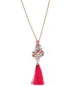 Betsey Johnson Two-tone Pave Dragon And Tassel Long Pendant Necklace