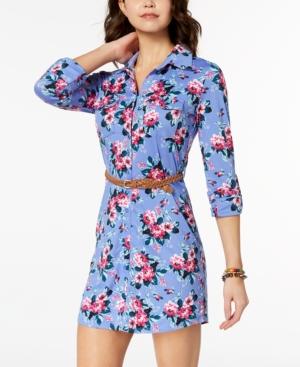Ultra Flirt Juniors' Belted Printed Shirtdress