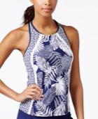 Jag Leafy Escape Mixed-print Racerback Tankini Top Women's Swimsuit