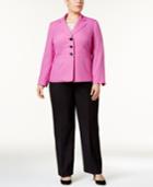 Le Suit Plus Size Colorblocked Twill Three-button Pantsuit