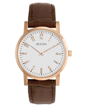 Bulova Men's Brown Leather Strap Watch 38mm 97a106 Women's Shoes