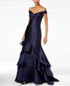 Xscape Ruffled Off-the-shoulder Gown
