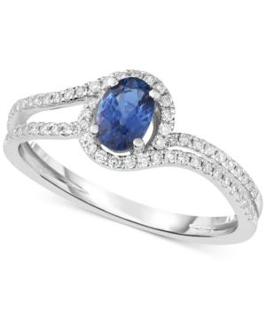 Sapphire (5/8 Ct. T.w.) & Diamond (1/4 Ct. T.w.) Ring In 14k White Gold