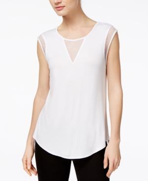 Bar Iii Mesh-trim High-low Top, Only At Macy's