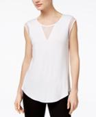 Bar Iii Mesh-trim High-low Top, Only At Macy's