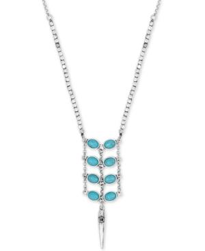 Lucky Brand Silver-tone Blue-stone Ladder Lariat Necklace