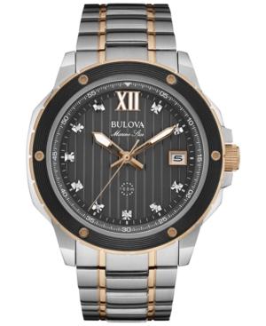 Bulova Men's Marine Star Diamond Accent Two-tone Stainless Steel Bracelet Watch 47mm 98d127