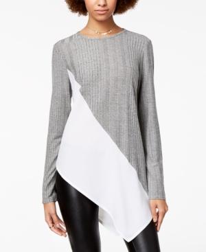 Bar Iii Mixed-media Asymmetrical Top, Created For Macy's