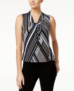 Calvin Klein Petite Striped Twist-neck Shell