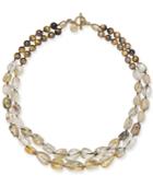 Paul & Pitu Naturally 14k Gold-plated Tiger's Eye And Citrine Double Collar Necklace