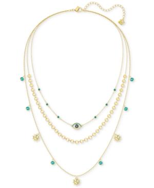 Swarovski Gold-tone Multicolor Crystal Mystic Charm Layered Necklace, 13-1/2 + 3 Extender
