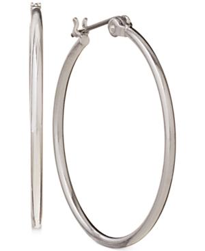 Nine West Silver Tone 1-1/3 Hoop Earrings