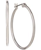 Nine West Silver Tone 1-1/3 Hoop Earrings