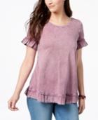 Style & Co Ruffled Crew-neck T-shirt, Created For Macy's
