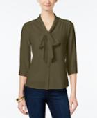 Ny Collection Petite Tie-neck Blouse