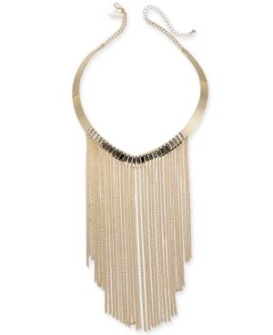 Thalia Sodi Gold-tone Crystal & Chain Fringe Statement Necklace, 5-1/2 + 3 Extender, Created For Macy's