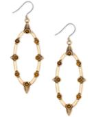 Lucky-brand Gold-tone Stone Accented Oval Gypsy Hoop Earrings