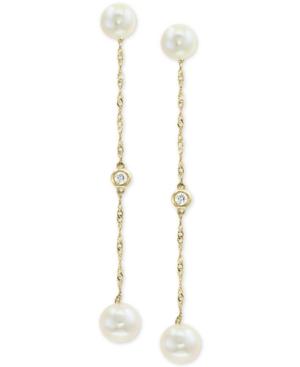 Effy Cultured Freshwater Pearl (5 & 6mm) & Diamond Accent Drop Earrings In 14k Gold