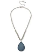 Kenneth Cole New York Silver-tone Multi-chain Stone Teardrop Pendant Necklace