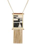 Lucky Brand Gold-tone Bead & Chain Fringe 30 Statement Necklace