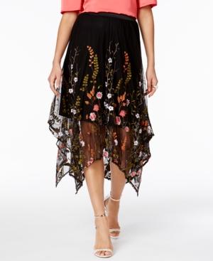 Inc International Concepts Embroidered Handkerchief-hem Skirt, Only At Macy's