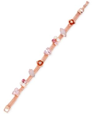 Betsey Johnson Rose Gold-tone Jeweled Mesh Bracelet