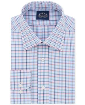 Eagle Men's Classic/regular Fit Non-iron Flex Collar Pink Check Dress Shirt
