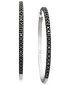 Black Diamond Hoop Earrings In Sterling Silver (1/4 Ct. T.w.)