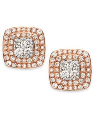 Pave Rose By Effy Diamond Square Stud Earrings In 14k Rose Gold (7/8 Ct. T.w.)