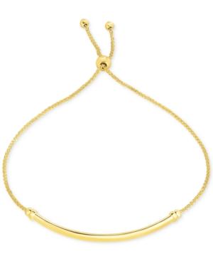 Bevelled-edge Polished Bar Slider Bracelet In 10k Gold