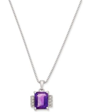 Amethyst (2-1/3 Ct. T.w.) & Diamond (1/10 Ct. T.w.) 18 Pendant Necklace In Sterling Silver