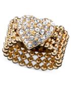 Guess Ring, Gold-tone Crystal Accent Heart Stretch