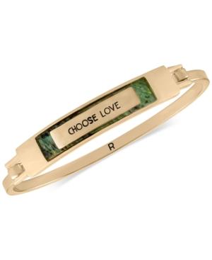 Rachel Rachel Roy Gold-tone Abalone Stone Etched Bangle Bracelet