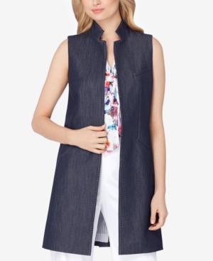 Tahari Asl Stitched Chambray Vest