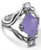Carolyn Pollack Carved Purple Jade (10x16mm) And White Topaz (1/4 Ct. T.w.) Ring In Sterling Silver