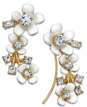 Kate Spade New York Gold-tone White Flower And Crystal Ear Climber Earrings