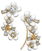 Kate Spade New York Gold-tone White Flower And Crystal Ear Climber Earrings