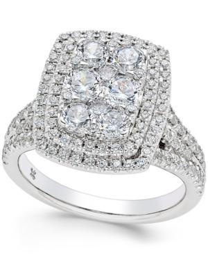 Diamond Rectangular Cluster Engagement Ring (2-1/4 Ct. T.w.) In 14k White Gold